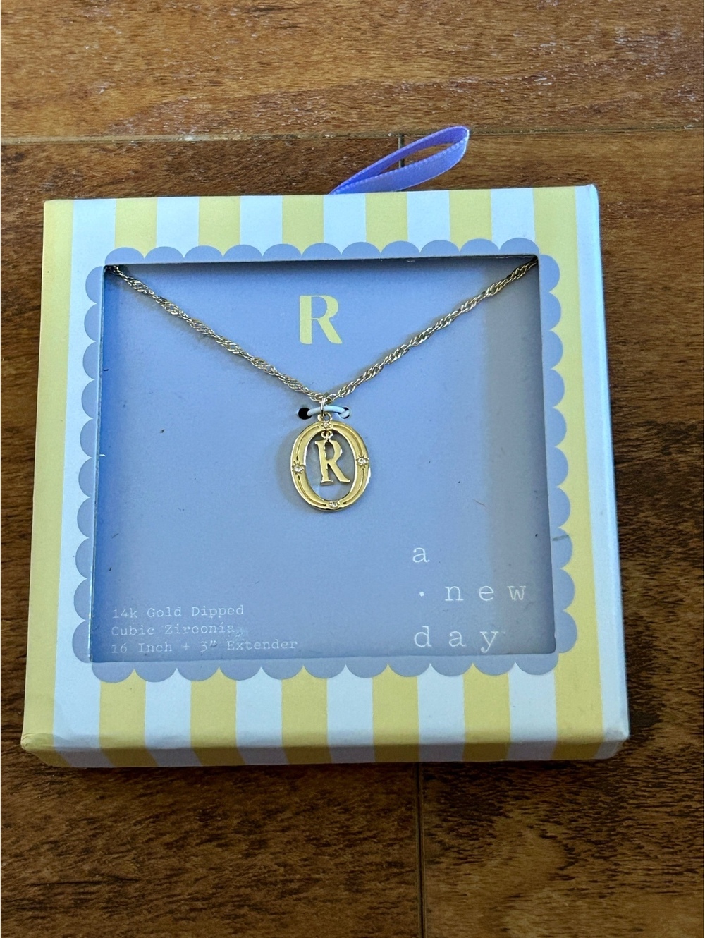 a new day 14k Gold Dipped Initial 'R' Necklace with Cubic Zirconia